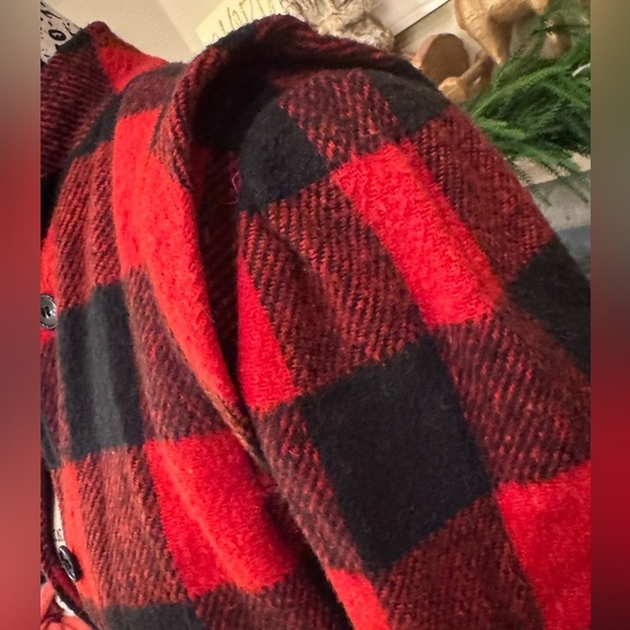 Vintage Union Label Red Buffalo Plaid Short Waist Coat Feminine Quilted Medium - Picture 5 of 9